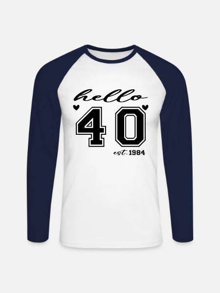 Hello 40 est 1984 - Unisex Long Sleeve Baseball T-Shirt - white/navy
