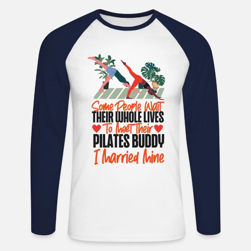 Pilates Instructor Teacher Husband - Unisex Baseballshirt langarm - Weiß/Navy