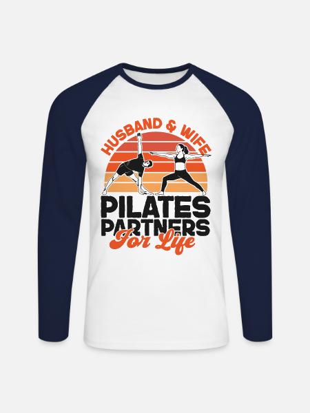 Pilates Instructor Teacher Husband - Unisex Long Sleeve Baseball T-Shirt - white/navy