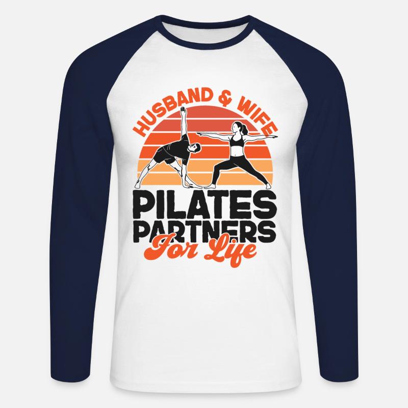Pilates Instructor Teacher Husband - Unisex Baseballshirt langarm - Weiß/Navy