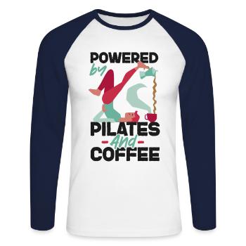 Pilates Instructor Teacher Coffee - Unisex Long Sleeve Baseball T-Shirt - white/navy - Front - Nik (191cm)