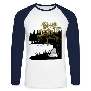 Dino dragon mythical animal mythical creature child children baby - Unisex Long Sleeve Baseball T-Shirt - white/navy - Front - Nik (191cm)