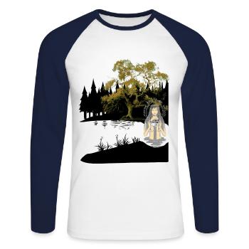 Fille, Sensuelle, Nature, Eau, , Fable, Fantaisie - T-shirt baseball manches longues Homme - blanc/marine - Devant - Nik (191cm)