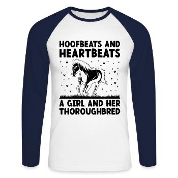 Vollblut Pferderennen Reiten Reiterpferde - Unisex Baseballshirt langarm - Weiß/Navy - Vorne - Nik (191cm)