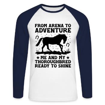 Thoroughbred Horse Racing Riding Equestian Horses - Unisex Long Sleeve Baseball T-Shirt - white/navy - Front - Nik (191cm)