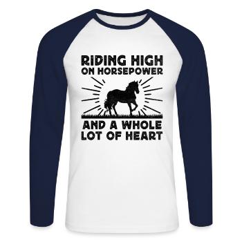 Vollblut Pferderennen Reiten Reitpferde - Unisex Baseballshirt langarm - Weiß/Navy - Vorne - Nik (191cm)
