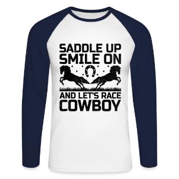 Vollblut Pferderennen Reiten Reitpferde - Unisex Baseballshirt langarm - Weiß/Navy - Vorne - Nik (191cm)