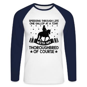 Vollblut Pferderennen Reiten Reitpferde - Unisex Baseballshirt langarm - Weiß/Navy - Vorne - Nik (191cm)