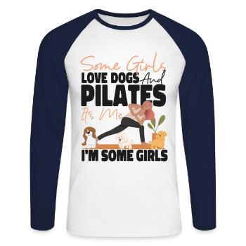 Instructeur de Pilates Professeur Fille - T-shirt baseball manches longues Homme - blanc/marine - Devant - Nik (191cm)