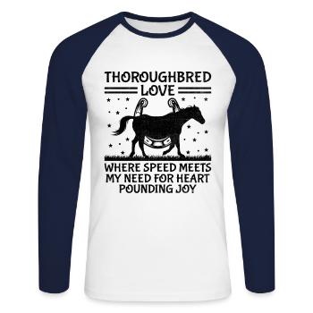 Thoroughbred Horse Racing Riding Equestian Horses - Unisex Long Sleeve Baseball T-Shirt - white/navy - Front - Nik (191cm)