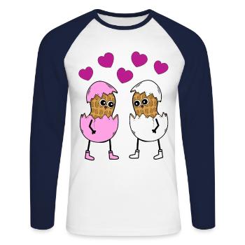 Happy Easter, Easter, Easter Eggs, Peanuts, Eggs, Egg - Unisex Long Sleeve Baseball T-Shirt - white/navy - Front - Nik (191cm)