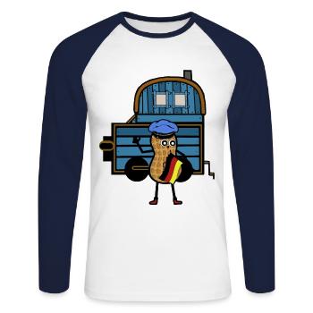 Erdnuss Deutschland Zug Lokomotive Bahn Job - Unisex Baseballshirt langarm - Weiß/Navy - Vorne - Nik (191cm)