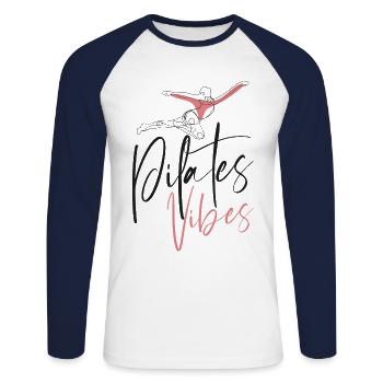 Pilates Instructor Teacher Pilates - Unisex Baseballshirt langarm - Weiß/Navy - Vorne - Nik (191cm)