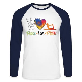 Pilates Instructor Teacher - Unisex Baseballshirt langarm - Weiß/Navy - Vorne - Nik (191cm)
