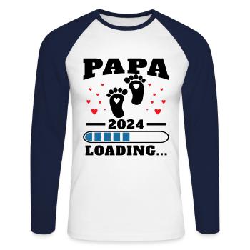 Papa 2024 Lustiges Vatertagsgeschenk Schwangere - Unisex Baseballshirt langarm - Weiß/Navy - Vorne - Nik (191cm)