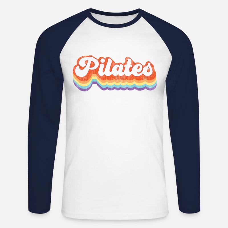 Pilates Instructor Teacher Retro - Unisex Baseballshirt langarm - Weiß/Navy