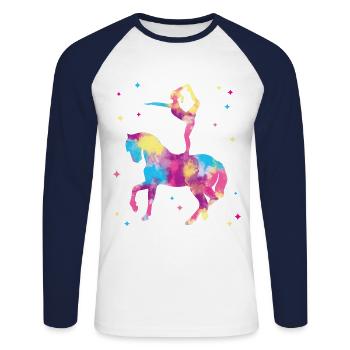 Voltigieren Volti Pferde Mädchen Pferd Voltigier - Unisex Baseballshirt langarm - Weiß/Navy - Vorne - Nik (191cm)