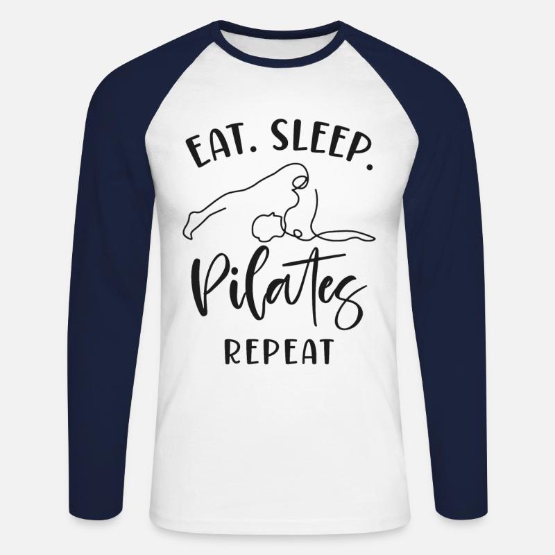 Pilates Instructor Teacher Eat - Unisex Baseballshirt langarm - Weiß/Navy