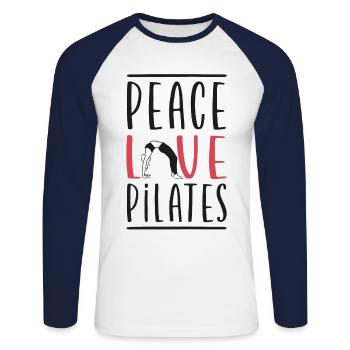 Pilates Instructor Teacher Girl - Unisex Baseballshirt langarm - Weiß/Navy - Vorne - Nik (191cm)