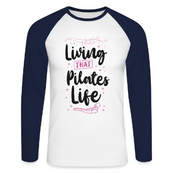 Pilates Instructor Teacher Living - Unisex Long Sleeve Baseball T-Shirt - white/navy - Front - Nik (191cm)