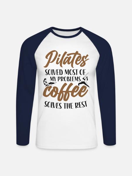 Pilates Instructor Teacher Coffee - Unisex Long Sleeve Baseball T-Shirt - white/navy