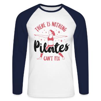 Pilates Instructor Teacher There - Unisex Long Sleeve Baseball T-Shirt - white/navy - Front - Nik (191cm)