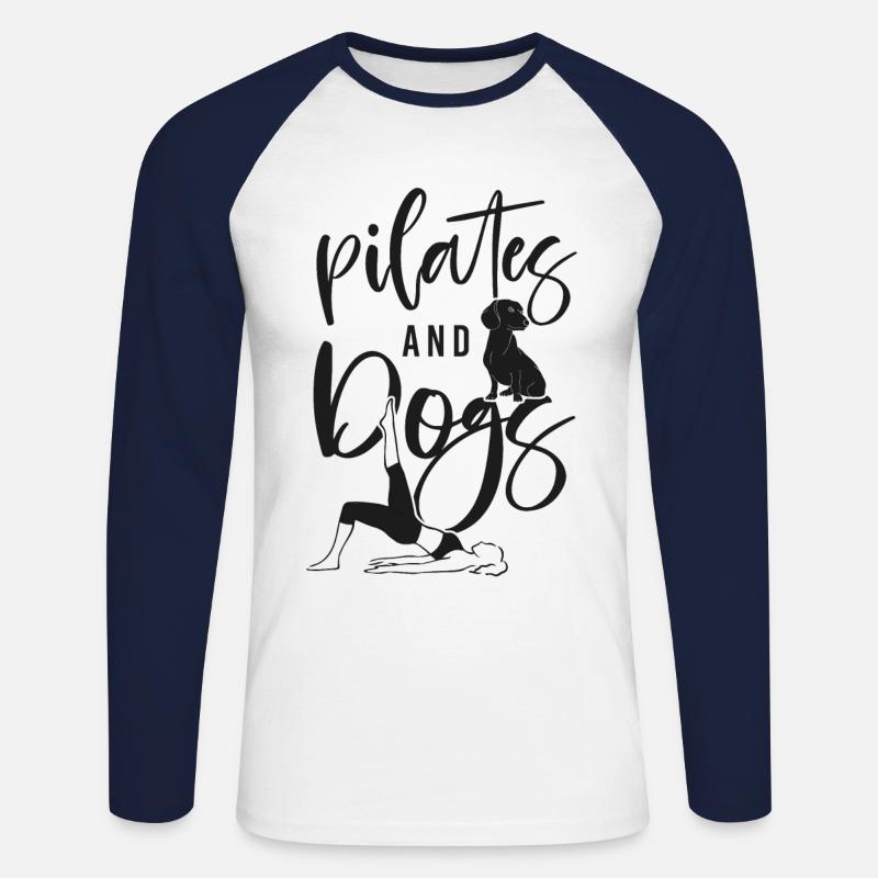 Pilates Instructor Teacher Dog - Unisex Long Sleeve Baseball T-Shirt - white/navy