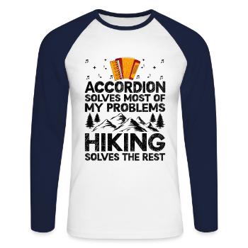 Akkordeon löst die meisten meiner Probleme Wandern löst - Unisex Baseballshirt langarm - Weiß/Navy - Vorne - Nik (191cm)
