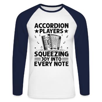 Akkordeonspieler quetschen Freude in jede Note ac - Unisex Baseballshirt langarm - Weiß/Navy - Vorne - Nik (191cm)