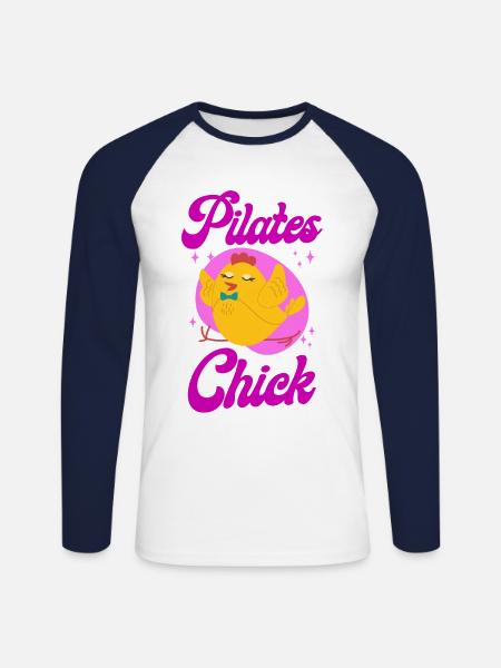 Pilates Instructor Teacher Chicken - Unisex Long Sleeve Baseball T-Shirt - white/navy