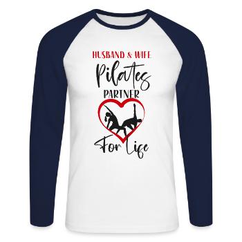 Pilates Instructor Teacher Husband - Unisex Long Sleeve Baseball T-Shirt - white/navy - Front - Nik (191cm)