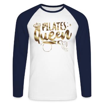 Pilates Instructor Teacher Queen - Unisex Baseballshirt langarm - Weiß/Navy - Vorne - Nik (191cm)