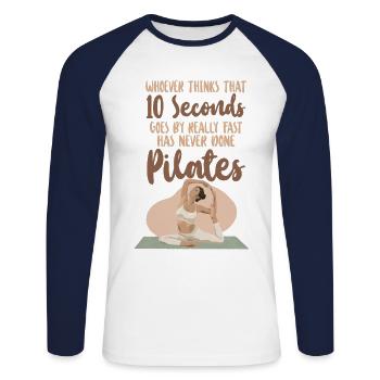 Pilates Instructor Teacher Whoever - Unisex Long Sleeve Baseball T-Shirt - white/navy - Front - Nik (191cm)