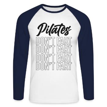 Instructeur de Pilates Professeur de Pilates - T-shirt baseball manches longues Homme - blanc/marine - Devant - Nik (191cm)