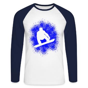 Snowboard Wintersprotler - Unisex Baseballshirt langarm - Weiß/Navy - Vorne - Nik (191cm)