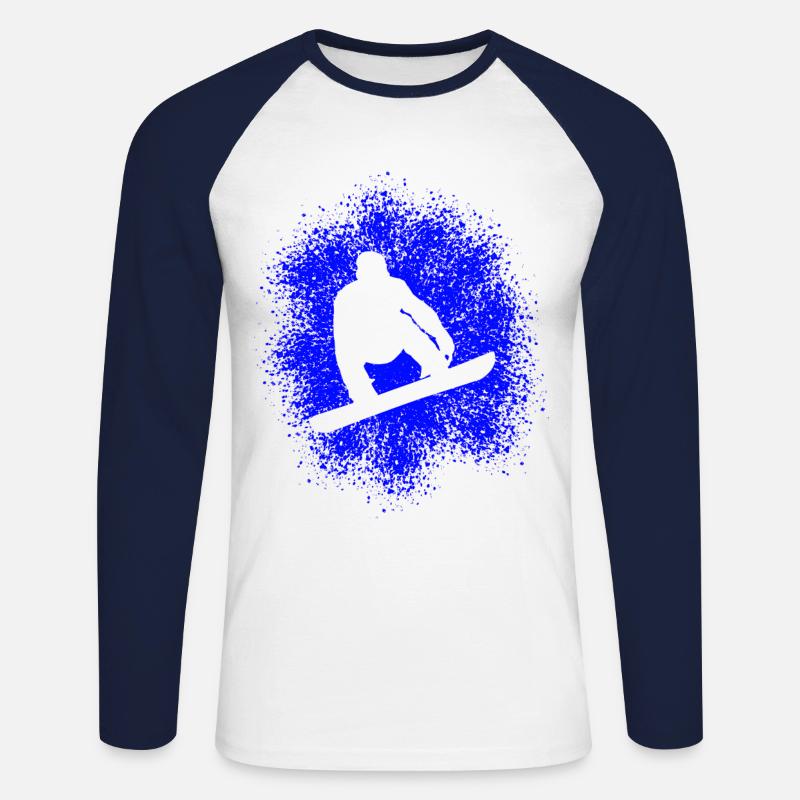 Snowboard Wintersprotler - Unisex Baseballshirt langarm - Weiß/Navy
