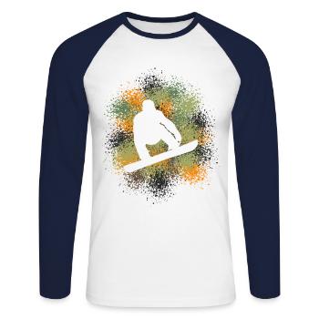 Snowboard Wintersportler - Unisex Baseballshirt langarm - Weiß/Navy - Vorne - Nik (191cm)