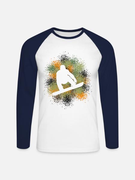 Snowboard Wintersportler - Unisex Baseballshirt langarm - Weiß/Navy