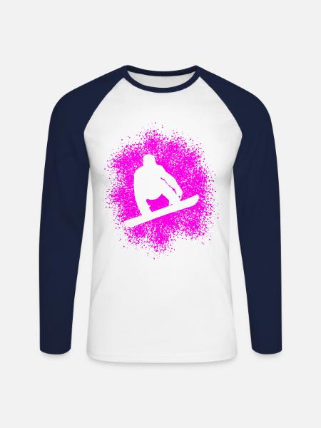 Snowboard Wintersportler - Unisex Baseballshirt langarm - Weiß/Navy