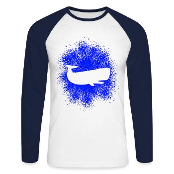 Cachalot, protecteur de l’océan - T-shirt baseball manches longues Homme - blanc/marine - Devant - Nik (191cm)