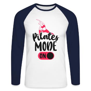 Instructeur de Pilates Professeur de Pilates - T-shirt baseball manches longues Homme - blanc/marine - Devant - Nik (191cm)
