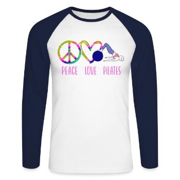 Pilates Instructor Teacher Peace - Unisex Baseballshirt langarm - Weiß/Navy - Vorne - Nik (191cm)