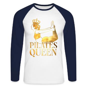 Instructeur de Pilates Professeur de Pilates - T-shirt baseball manches longues Homme - blanc/marine - Devant - Nik (191cm)
