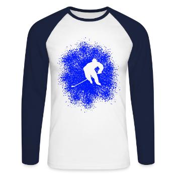 Hockey – Players on the - Unisex Long Sleeve Baseball T-Shirt - white/navy - Front - Nik (191cm)