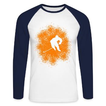 Hockey – Players on the - Unisex Long Sleeve Baseball T-Shirt - white/navy - Front - Nik (191cm)