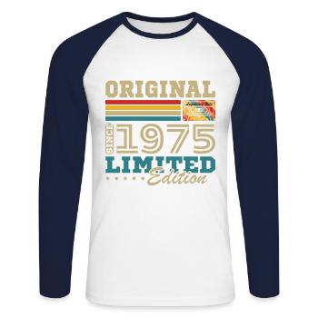 1975 Vintage Retro Geburtstagsgeschenk - Unisex Baseballshirt langarm - Weiß/Navy - Vorne - Nik (191cm)