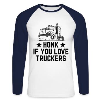 Chauffeur de camion Papa Camionneur Père chauffeur de camion - T-shirt baseball manches longues Homme - blanc/marine - Devant - Nik (191cm)