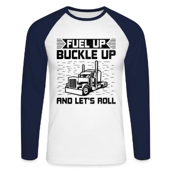 Trucker Fahren Papa Trucker Vater LKW-Fahrer - Unisex Baseballshirt langarm - Weiß/Navy - Vorne - Nik (191cm)