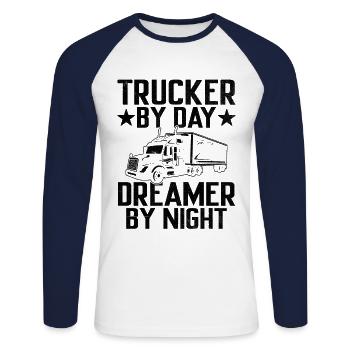 Trucker Fahren Papa Trucker Vater LKW-Fahrer - Unisex Baseballshirt langarm - Weiß/Navy - Vorne - Nik (191cm)