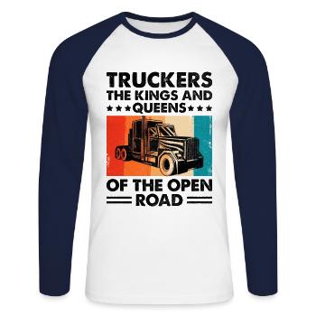 Trucker Fahren Papa Trucker Vater LKW-Fahrer - Unisex Baseballshirt langarm - Weiß/Navy - Vorne - Nik (191cm)
